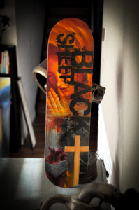 Black Sheep - Oil on Skateboard Deck by Brian Ulibarri